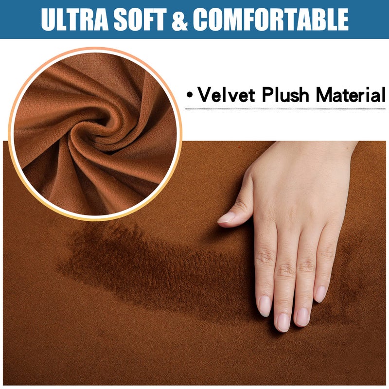 Smiry Velvet Seat Covers for Dining Room Chair Set of 2, Stretch Fit Removable Washable Chair Seat Cushion Protector Slipcovers with Ties, Camel - Image 2